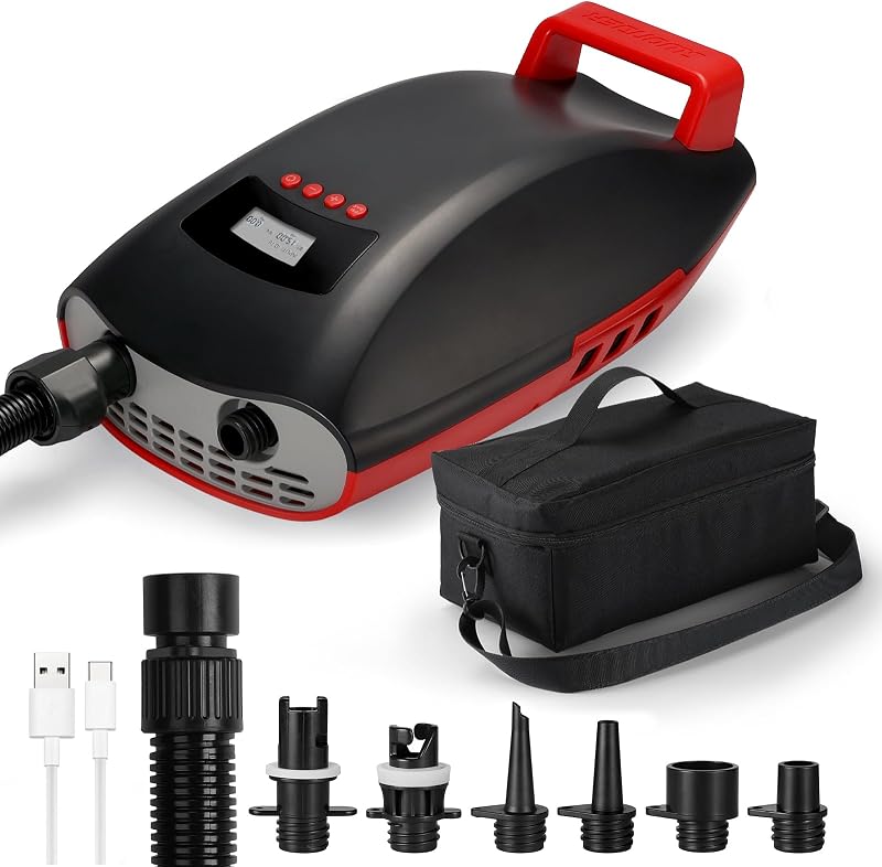 Swonder Seawolf elektromos pumpa 9000 mAh akkuval, 20 PSI, dupla dugattyú, SUP paddleboard és kajak felfújáshoz