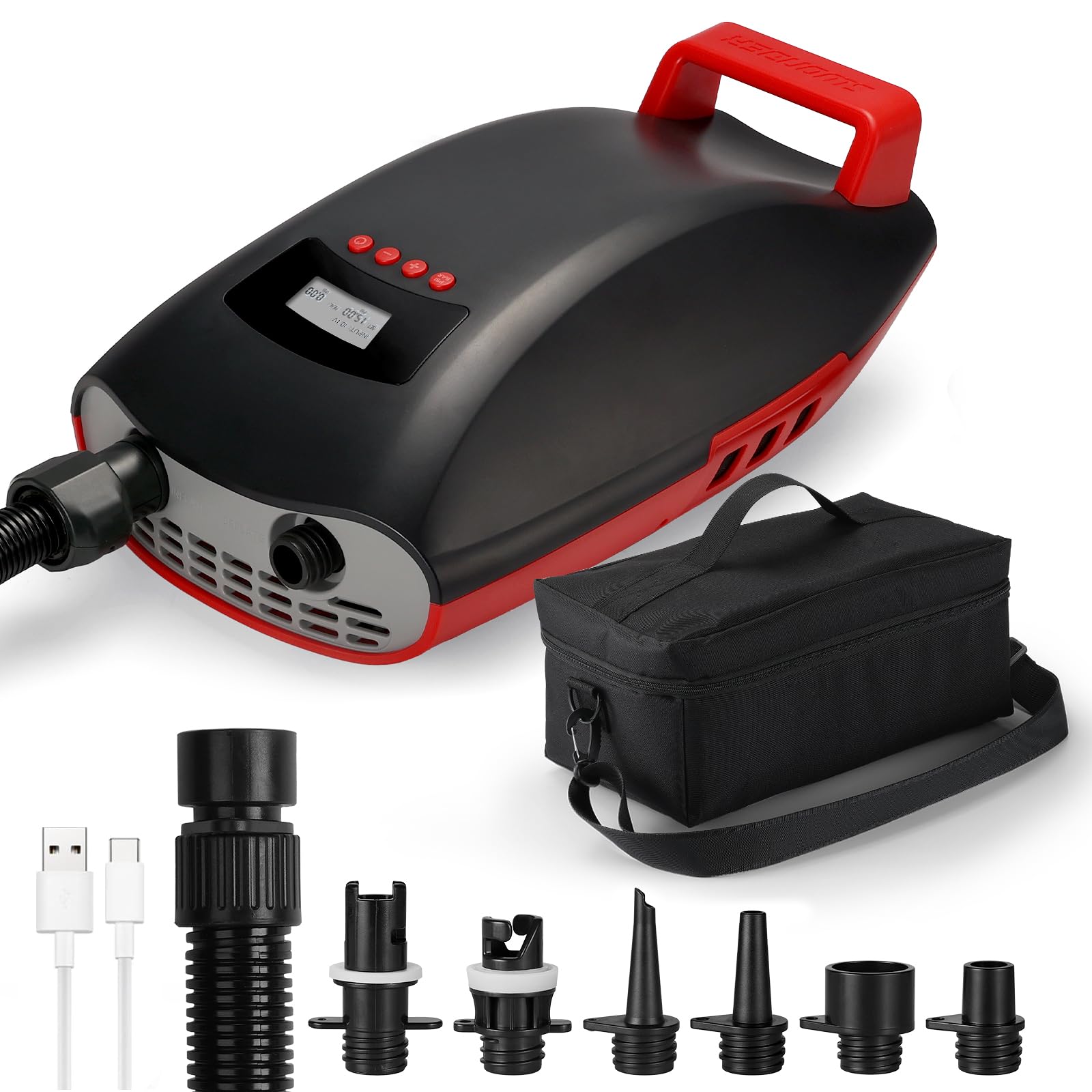 Swonder Seawolf Paddle Board Pump w/ 9000mAh Battery Powered, 2X Faster 20 PSI SUP Electric Air Pump w/Dual Cylinders, Dual Stage, Active Cooling