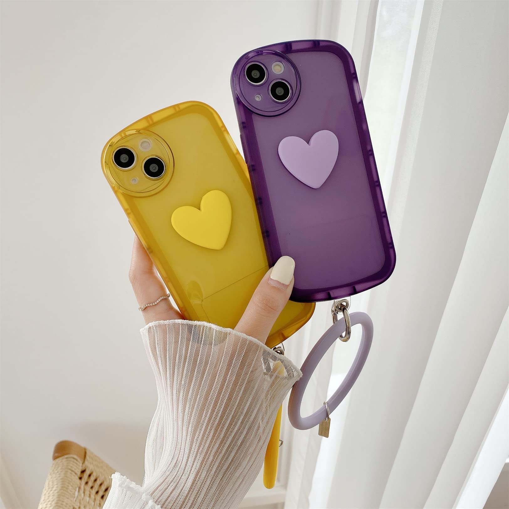 Caseative Braccialetto A Cuore Per IPhone 11 - Cinturino Da Polso Morbido Rosa - Compatibile Ricarica Wireless