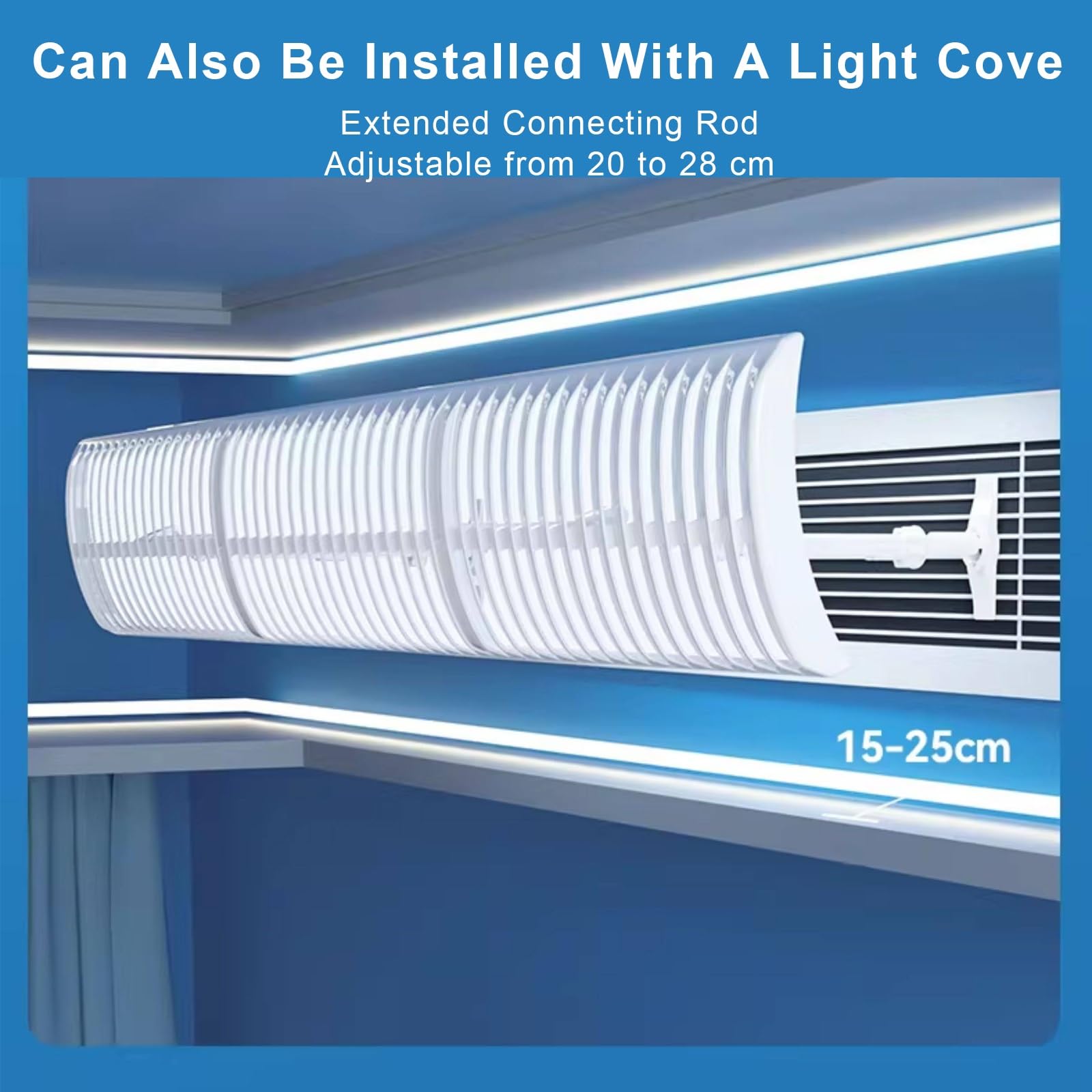 Deviatore Aria Condizionatore, Universale, Flusso 3D Multisegmentato | Plastico, senza Condensa, Uso Domestico e Ufficio, Asta di Collegamento Allungata(120x20cm/47x8in)