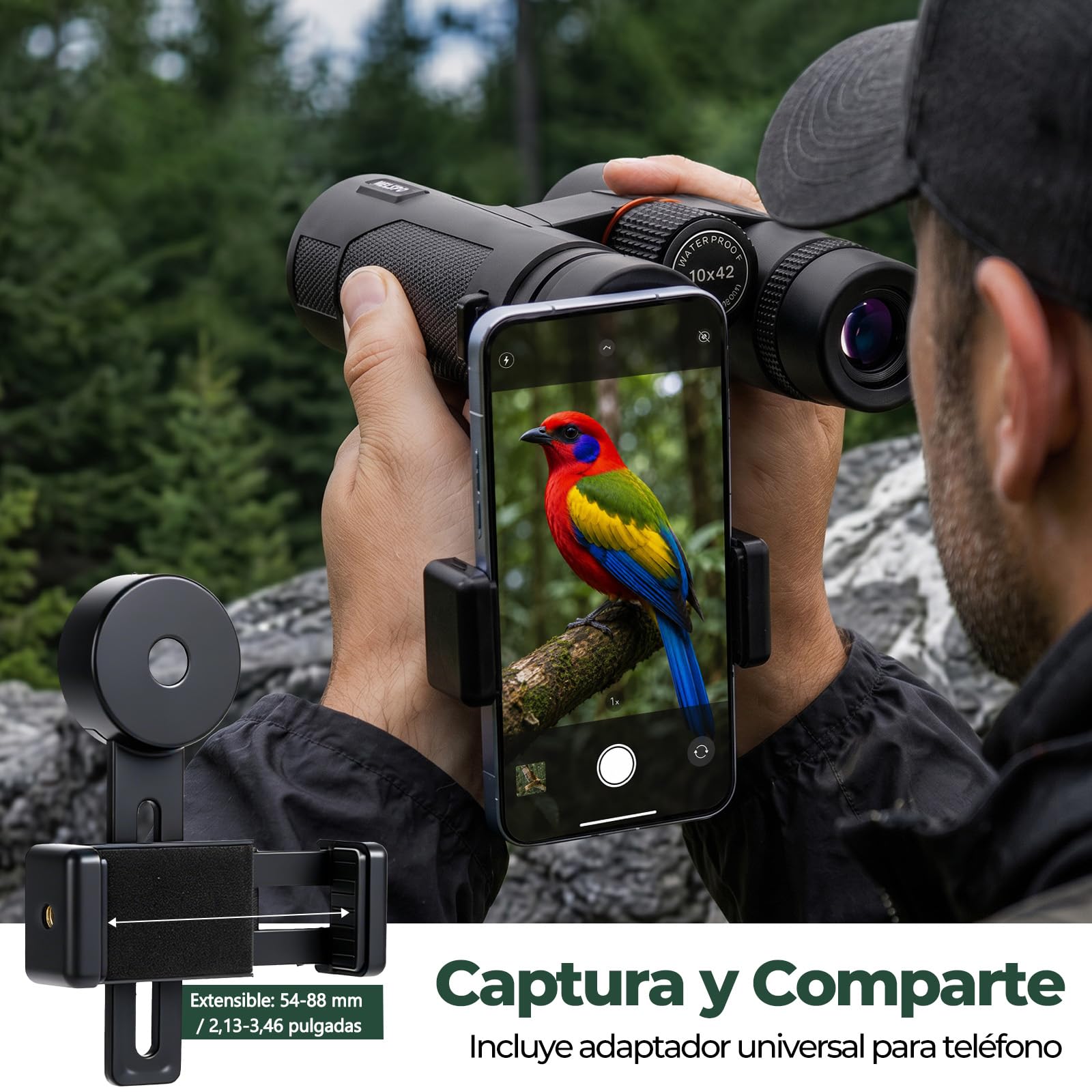 WELSPO Prismáticos 10x42 con Vidrio ED y Prisma BAK4, FMC, IPX7, 2.5m | Imagen Nítida y Brillante en Condiciones de Poca Luz, para Observación de Aves, Senderismo, Caza y Deportes al Aire Libre