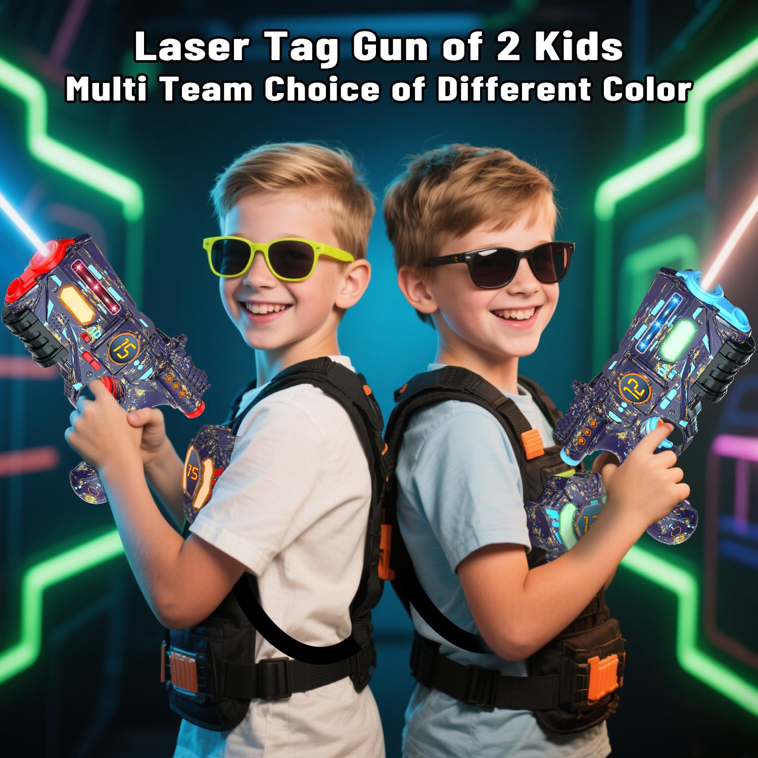 Set ricaricabile VATOS Laser Tag composto da 2 pistole e 2 giubbotti - Pistola Laser Tag con sincronizzazione dati in tempo reale a infrarossi e luce luminosa, gioco Lazer Tag per adulti, set di 2 pis