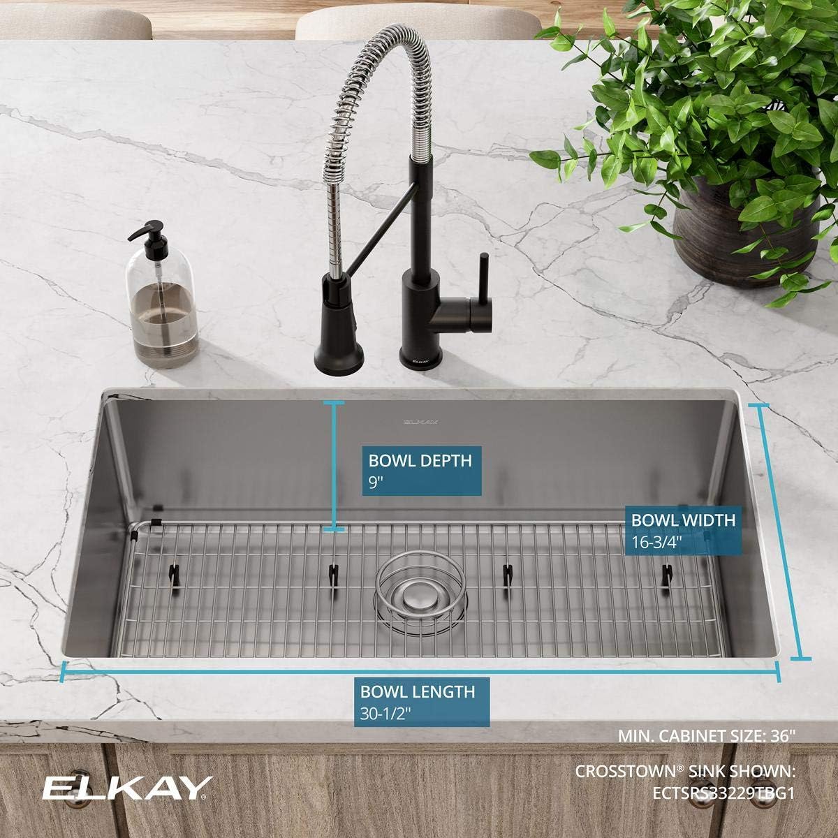 70% Off Everything Elkay ECTSRS33229TBG1 Crosstown Single Bowl Dual Mount Stainless Steel Sink Kit