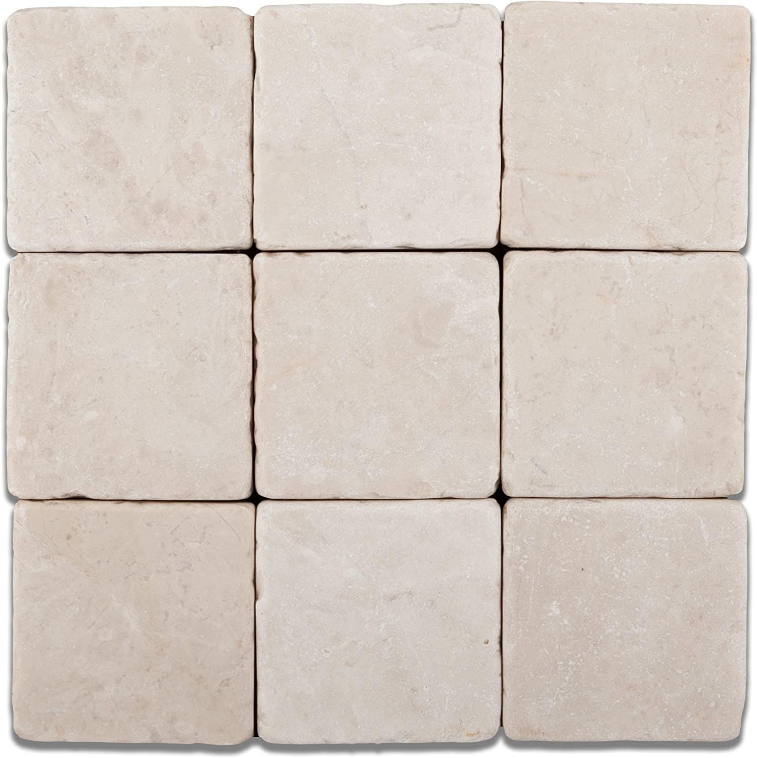 Botticino Fiorito 4 X 4 Tumbled Marble Floor Tile