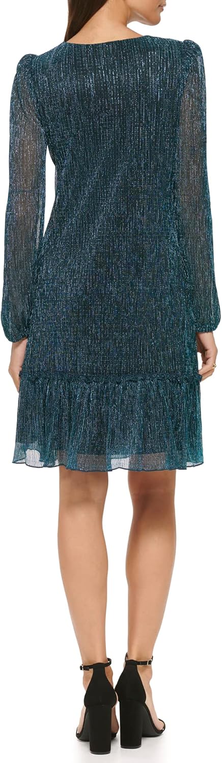 Kensie Womens Balloon Sleeve Ruffle Hem Mini Dress - Image 4