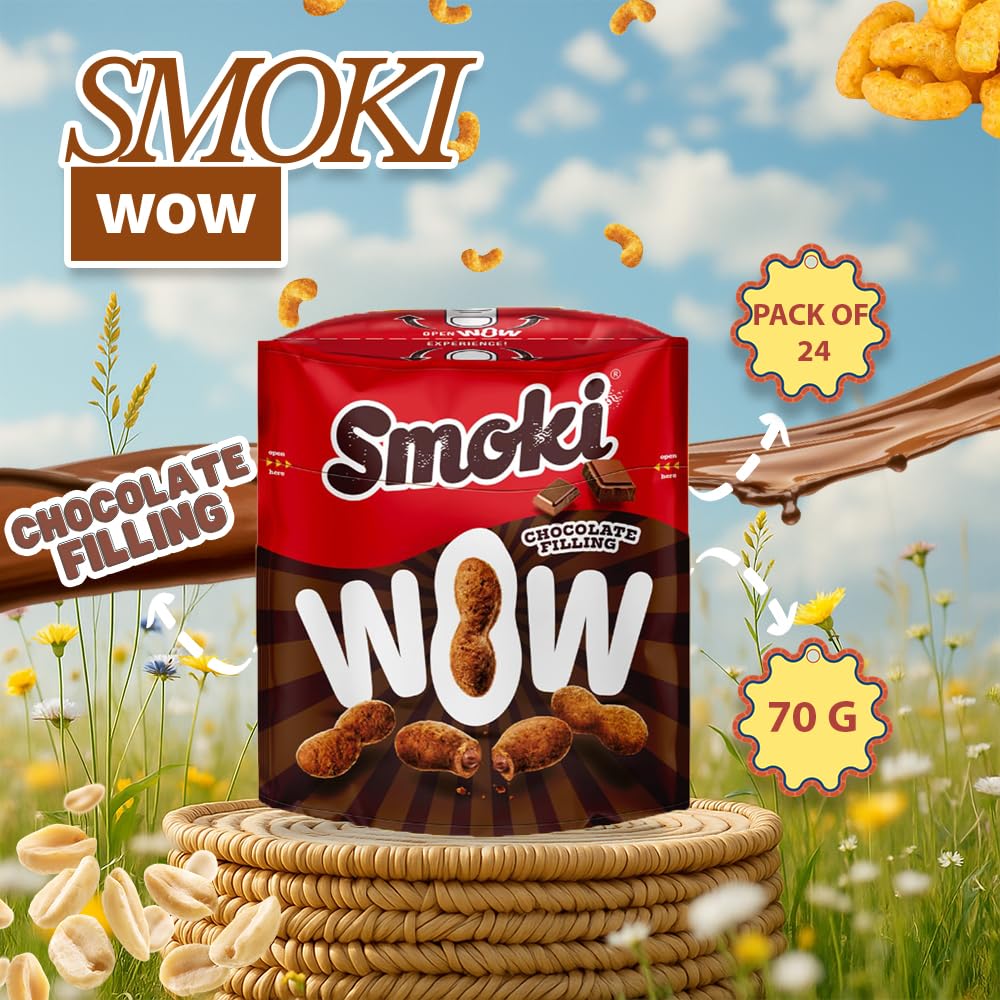 27 PCS Smoki WOW Schokolade – Unwiderstehliche Milchschokolade mit Erdnuss- & Maisgrießfüllung, 35% Kakao (SMOKI WOW Chocolate 70g (Pack of 27))