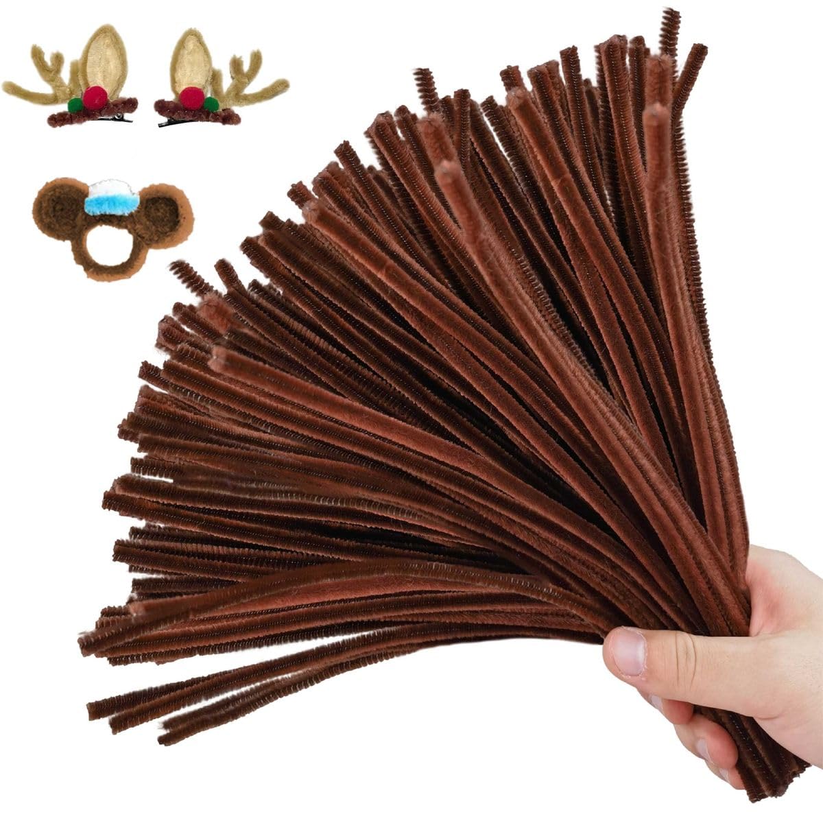 TRAIS Dark Green Pipe Cleaners for Crafts (100 Pieces) | Flexible Chenille Stems for DIY Art, Flower Making, Kids Craft, School Projects & Decoration Supplies (Dark Green)-picture-13