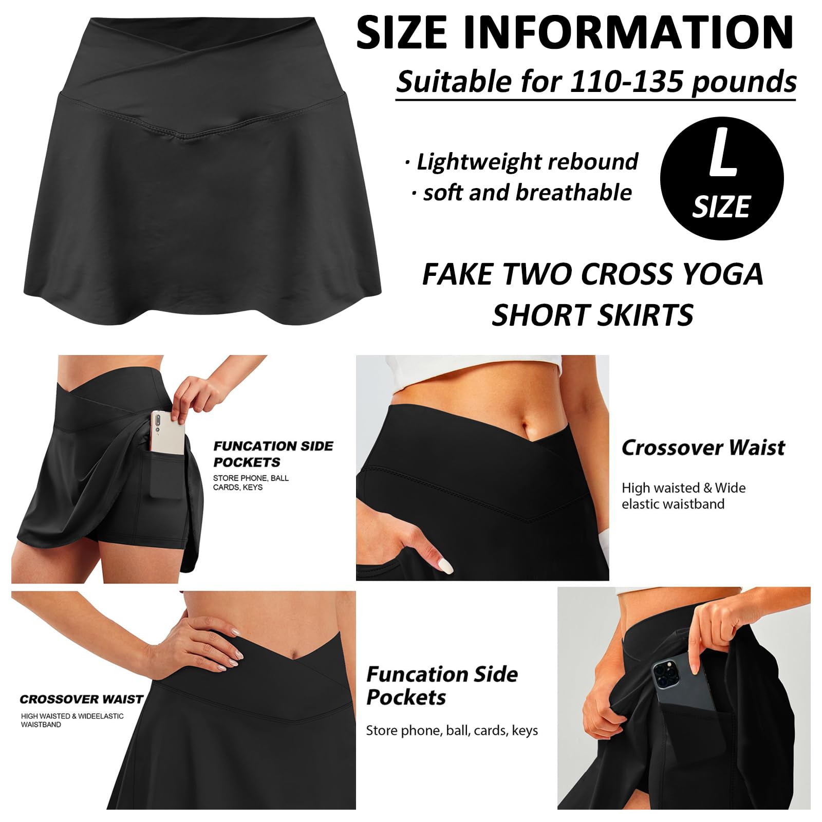 Falda Plisada Deportiva para Mujer, Skorts de Golf con Bolsillo, Minifalda para Correr y Gimnasio
