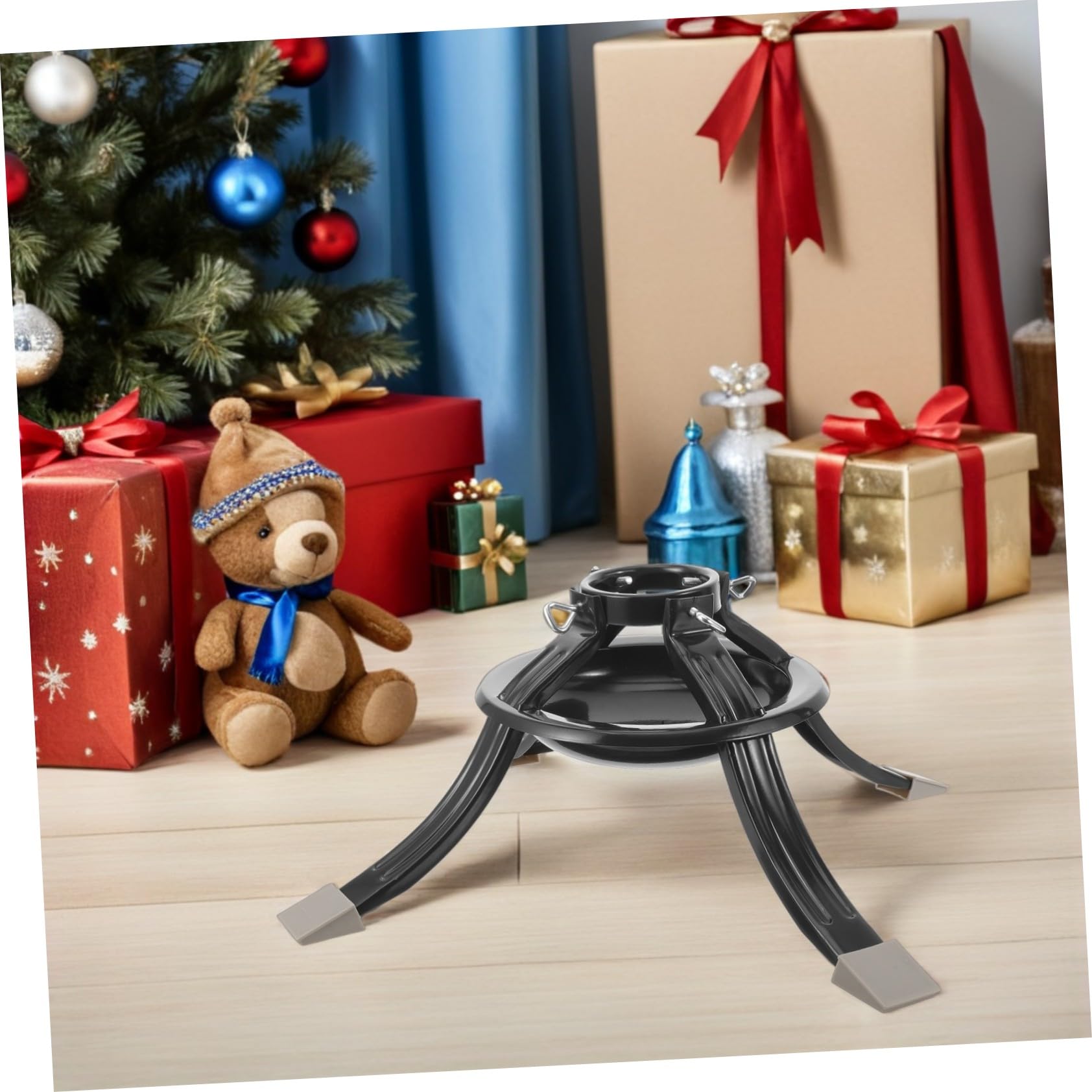 Base de Soporte para Árbol de Navidad de Hierro Forjado Soporte Redondo Ajustable Accesorio para Árbol Real para Exhibiciones Navideñas