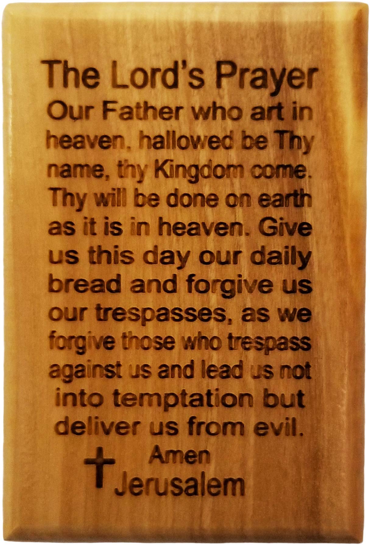 Holy Land Olive Wood Magnet from Israel, The Lord's Prayer, Matthew 6:9-13, Small Token of Faith for Refrigerators, Blackboards, Whiteboards, and Desks