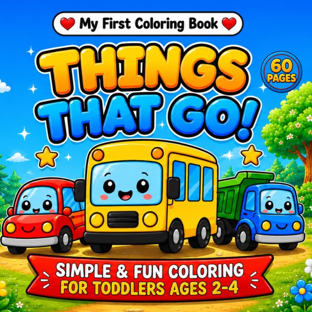 My First Coloring Book: Things That GO!: 60 Pages of Simple and Fun Coloring for Toddlers