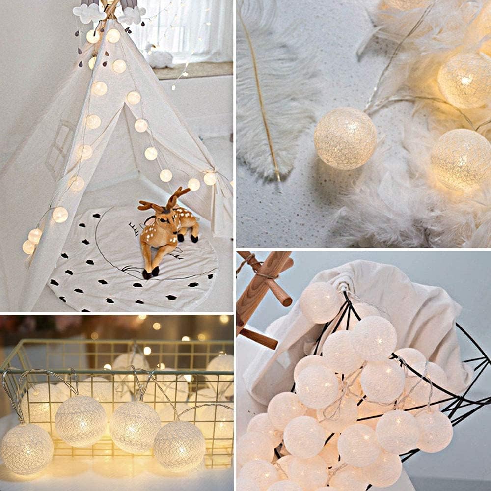 Ciskotu Ghirlanda Luminosa Cameretta - 20 LED Catena Luminosa Interno con USB, Telecomando e Timer, per Decorazione Della Luce Notturna Interna, Come Natale, Matrimonio, Festa, Stanza, Tenda (Bianco)