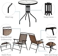 Vista 5 de Juego de bistró para patio, grande, marrón