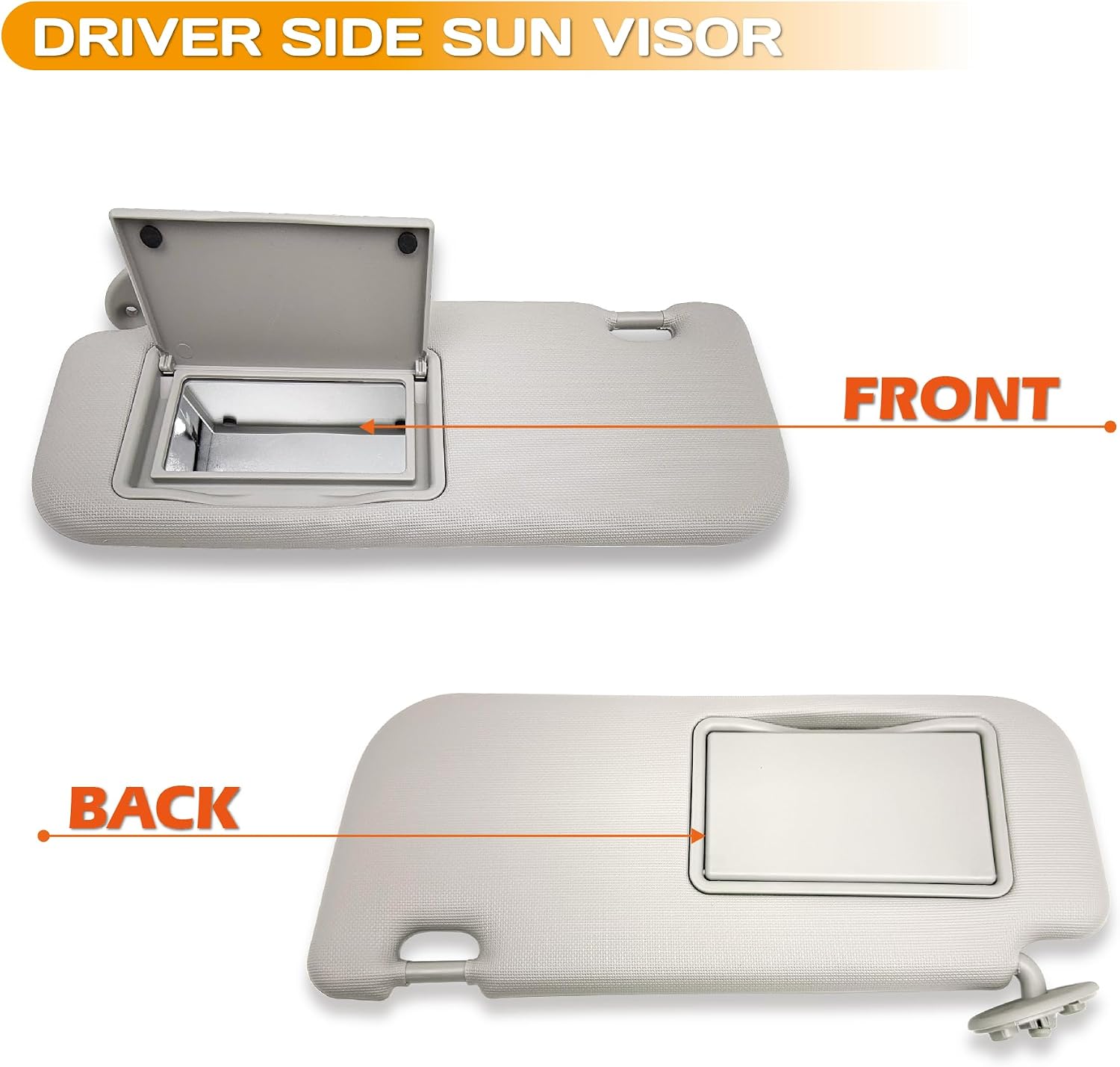 Driver Side Sun Visor with Vanity Mirror for Toyota Corolla 2014-2017 – Front Left Sun Shade Replacement 74320-02B50-B0 Gray