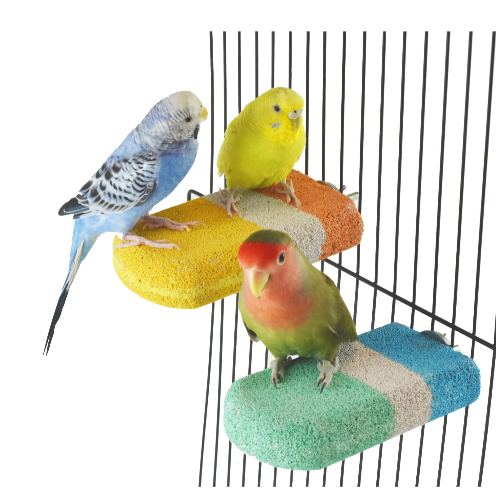 GUANLANT 2 pcs Bird Beak Grinding Calcium Stone Perches,Cockatiels Cage Stand Platform Parakeets Chicken Foot Claws Trimmer Parrot Natural Chewing Toys for Small Medium Birds Budgies Conures Rats
