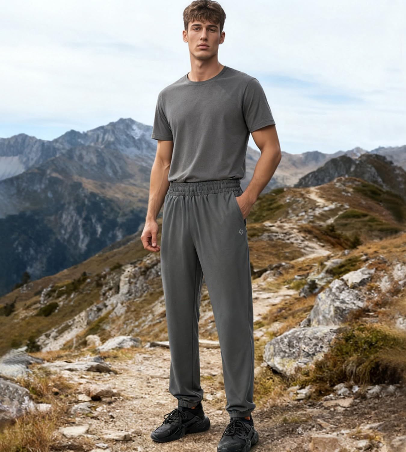 HOdo 34"/36" Long Inseam Tall Mens Joggers Cuffed Sweatpants Baggy Workout Pants Zipper Pockets - Image 5