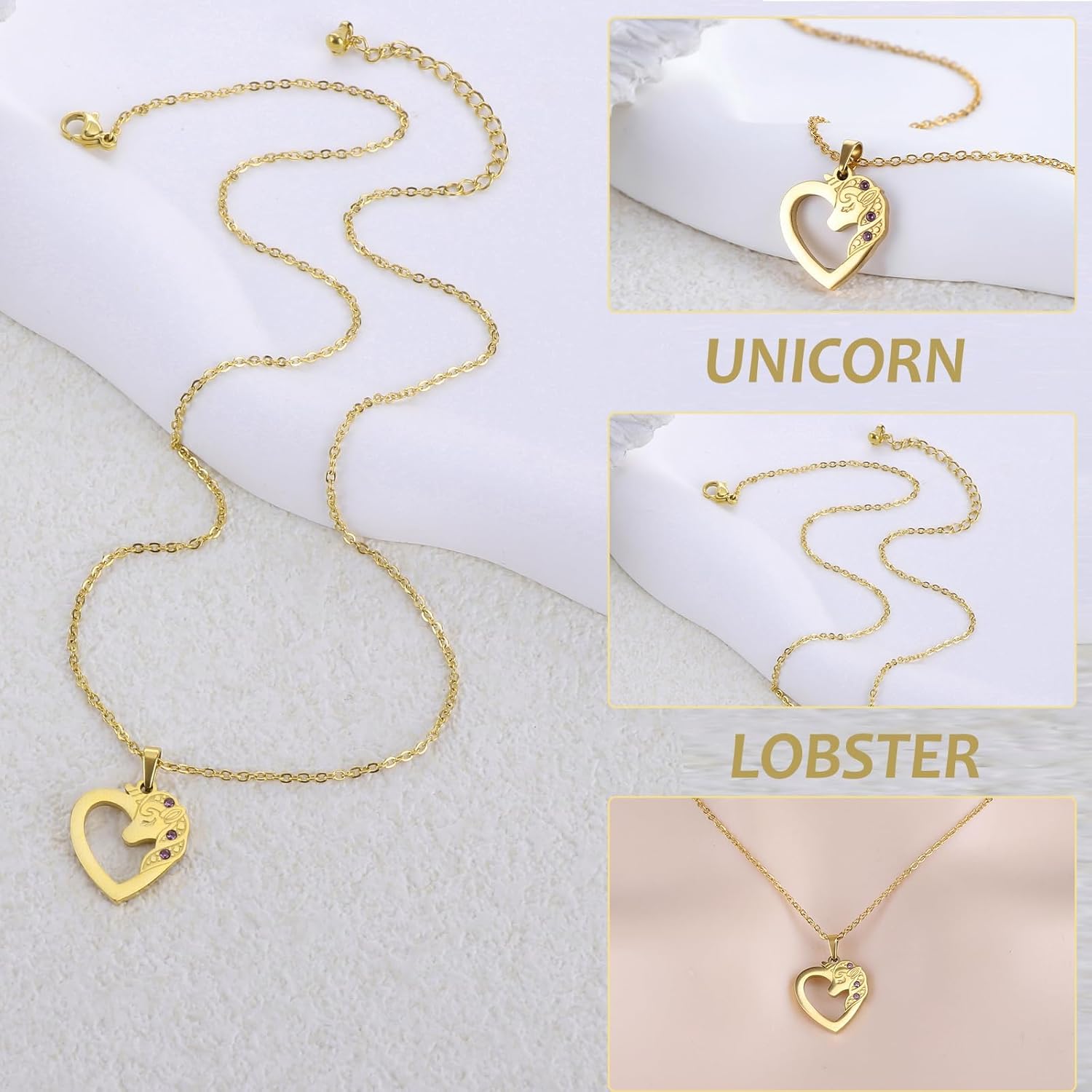 Heart Natural Stone Necklace for Women 18k Gold Electroplated Love Malachite Abalone Pendant Heart Jewelry Birthday Christmas Gifts for Mother Wife - Image 4