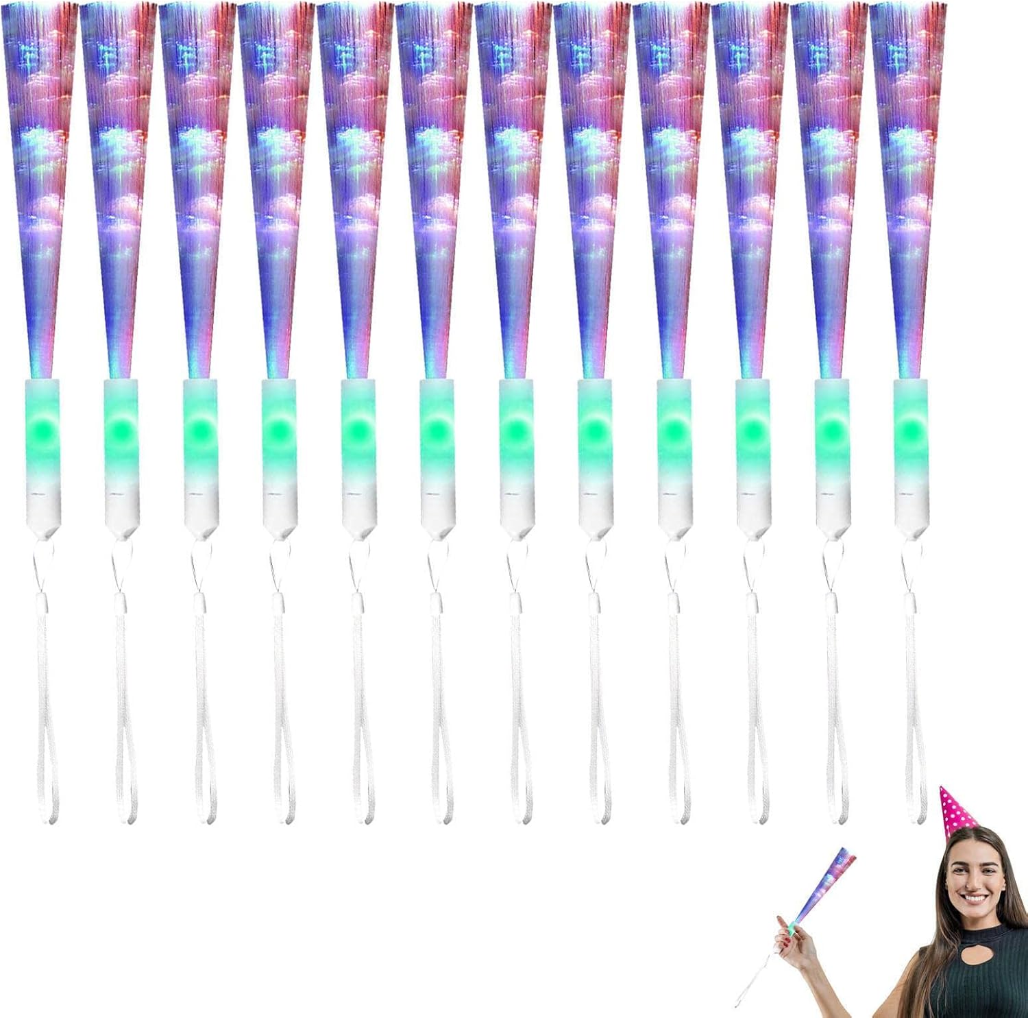 16 Bacchette Luminose In Fibra Ottica - Con LED Multicolore, Per Feste E Eventi - Foto 11