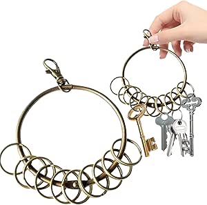 1 PC Retro Key Ring Hoop Bronze with 10 Split Rings Convenient to Carry ...