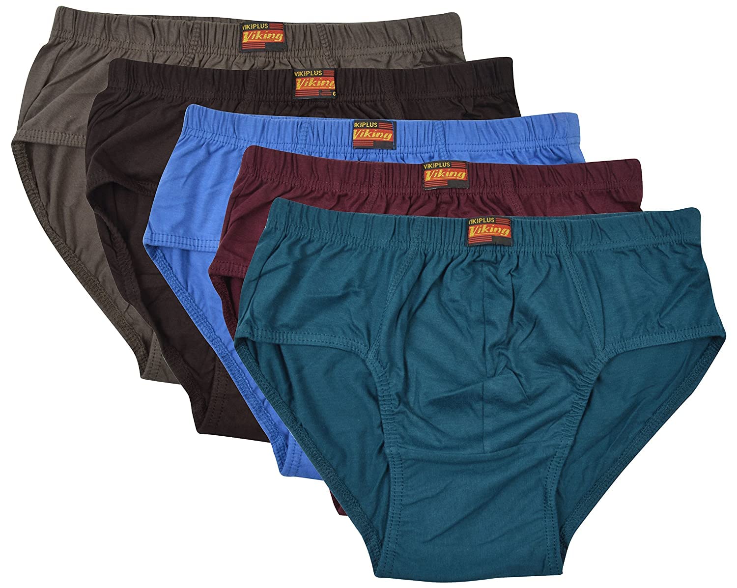 viking Mens' Cotton Brief (Inner Elastic Viki) (Pack of 3) Assorted Colour (90CM)-picture-56