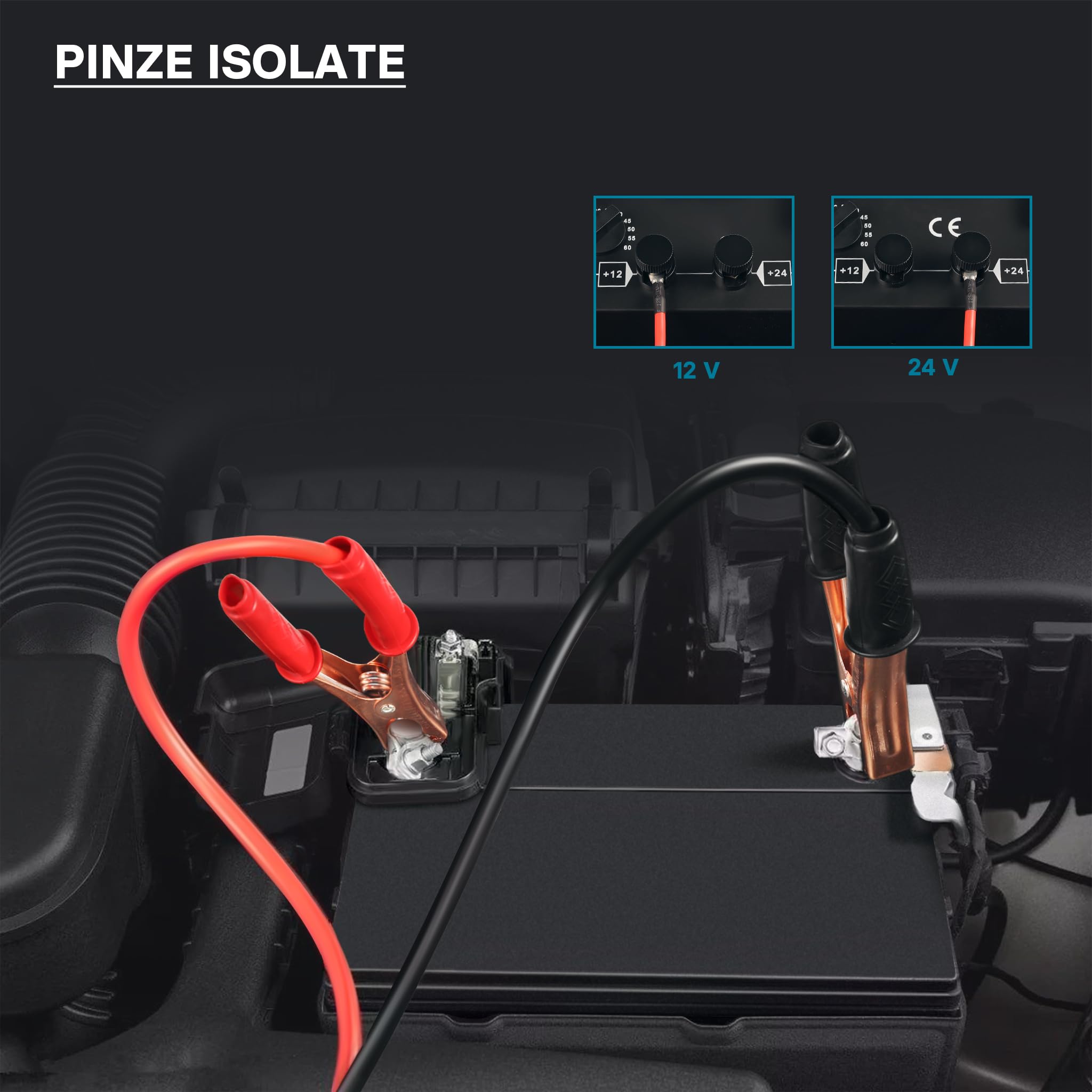 Wiltec Caricabatterie 12V e 24V Boost 430 Caricatore per batterie piombo acido AGM