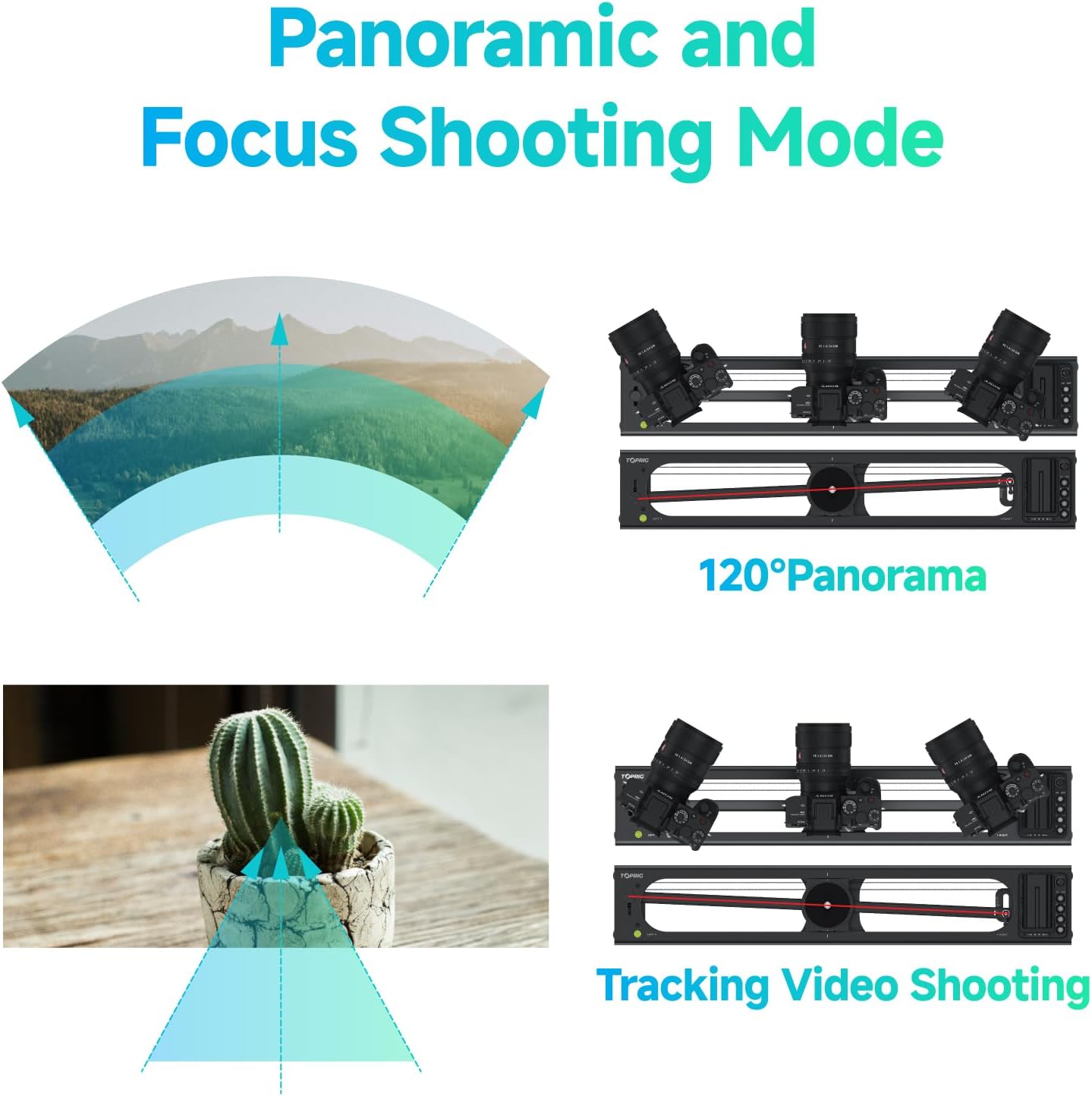 Accsoon Toprig S60 Camera Slider + Support Arm + Ball Head (24inch/60cm Motorized Camera Slider)