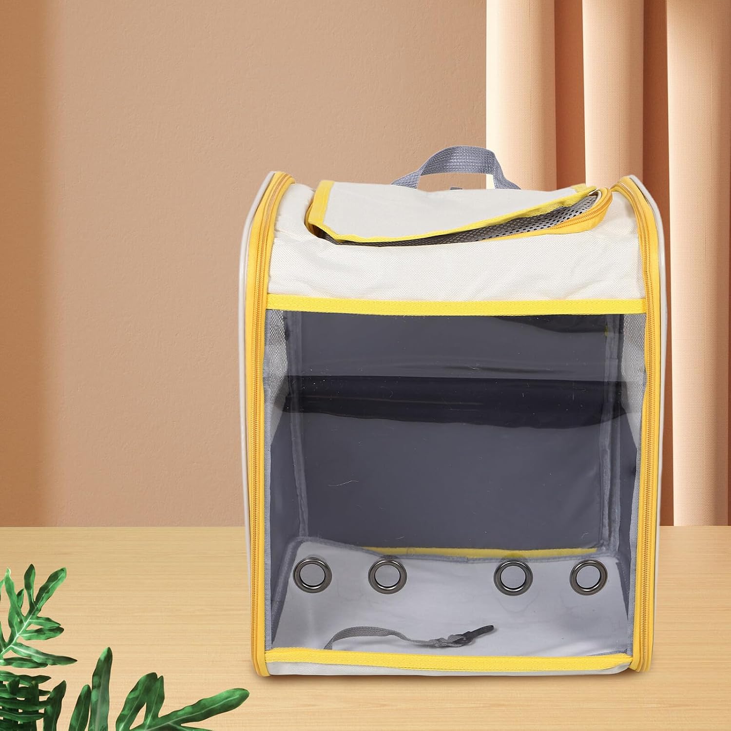 Cabilock Expandable Cat Carrier Backpack with Breathable Mesh, Large Capacity Foldable Pet Travel Bag for Small Dogs and Cats, Yellow Soft-Sided Carrier for Outdoor Hiking and Camping