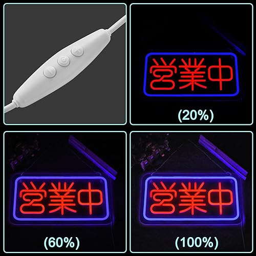 Miniatura 4 de Letrero de neón abierto japonés con luces LED de neón con interruptor regulable, decoración de pared de negocios, estilo japonés, valla publicitaria