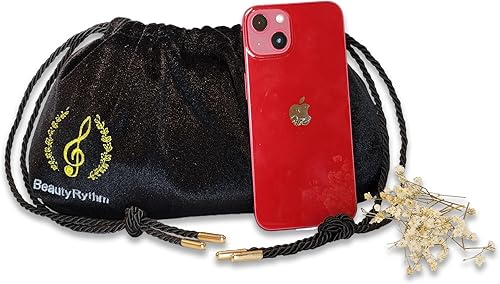 Miniatura 5 de SB SizinBazar Bolsa de maquillaje de terciopelo con cordón, Negro -, Bolso de maquillaje de terciopelo negro mediano