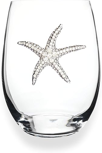 Miniatura 3 de THE QUEENS' JEWELS - Copa de vino sin tallo de cangrejo azul, 21 oz. - Elegancia costera con brillo de diamantes de imitación - Cristalería decorada