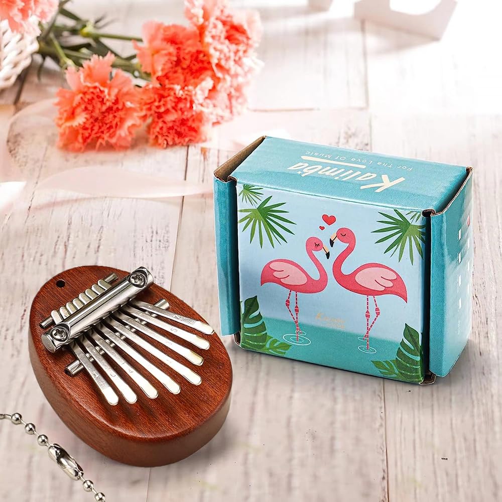 Kalimba Mini 8 Teclas - Piano De Dedo Musical Com Pingente