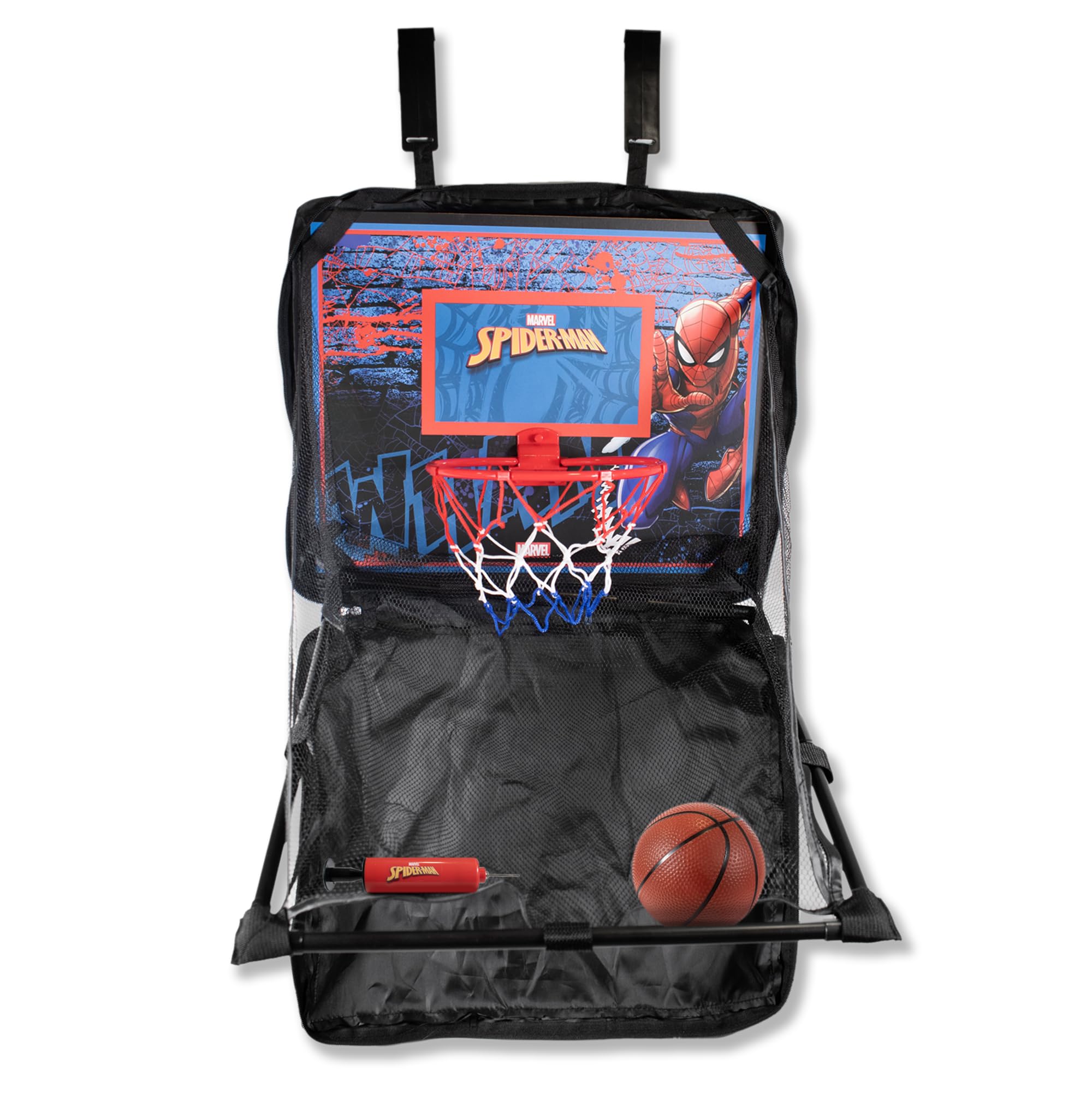 Hy-Pro Officially Licensed Spiderman Over The Door Basketball Set - Marvel Gift, Mini Basketball & Pump Included, Indoor Outdoor Use, 3+