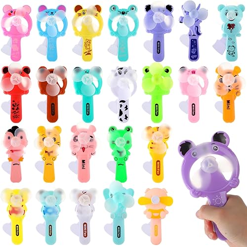 Retisee 50 unidades de ventilador de enfriamiento manual de dibujos animados de animales de dibujos animados de verano, mini ventilador de