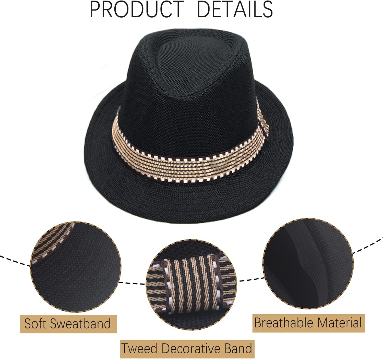 Ultrafun 4 Pack Kids Fedora Hat Short Brim Straw Trilby Jazz Hat Summer Sun Beach Cap for Boys Girls 5-10 Years - Image 3