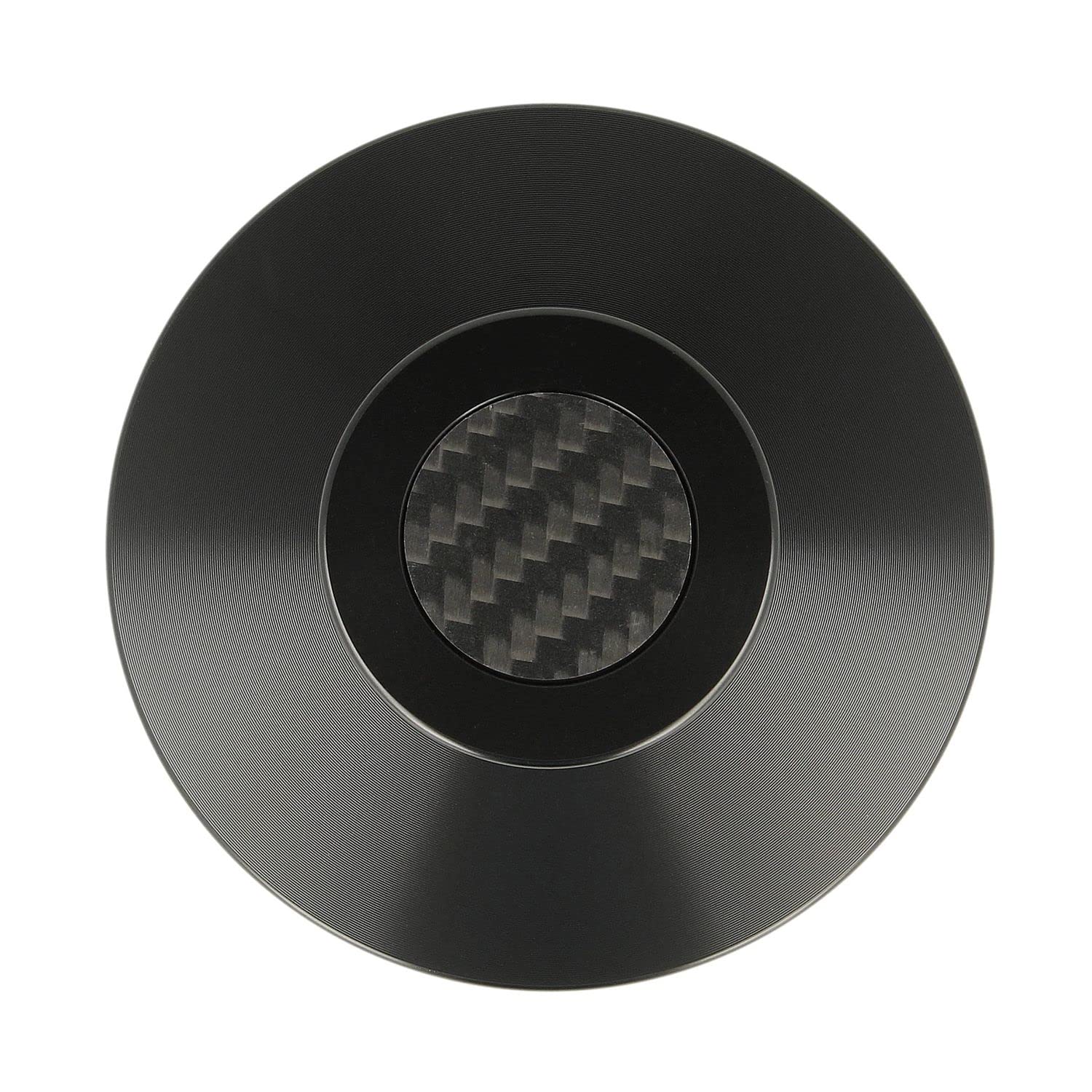_blank #023bk | Stabilizzatore per Giradischi | Superficie di Supporto in Fibra di Carbonio e Inserto per Impugnatura | Peso del Disco | Alluminio | Nero | Peso del Supporto 335g