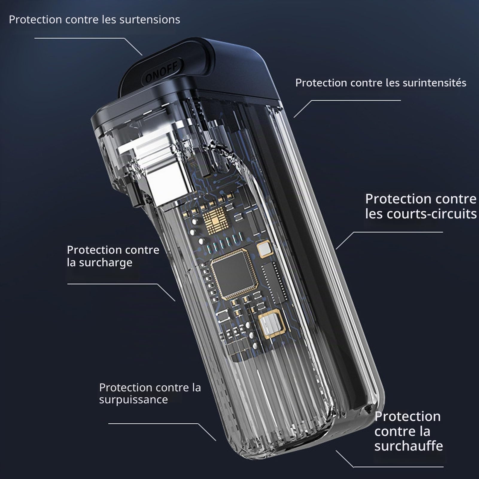 Batterie 3500 MAh pour Manette, Chargeur de Batterie Rechargeable Portable pour Poignée avec Indicateur LED, Câble de Charge USB Type C