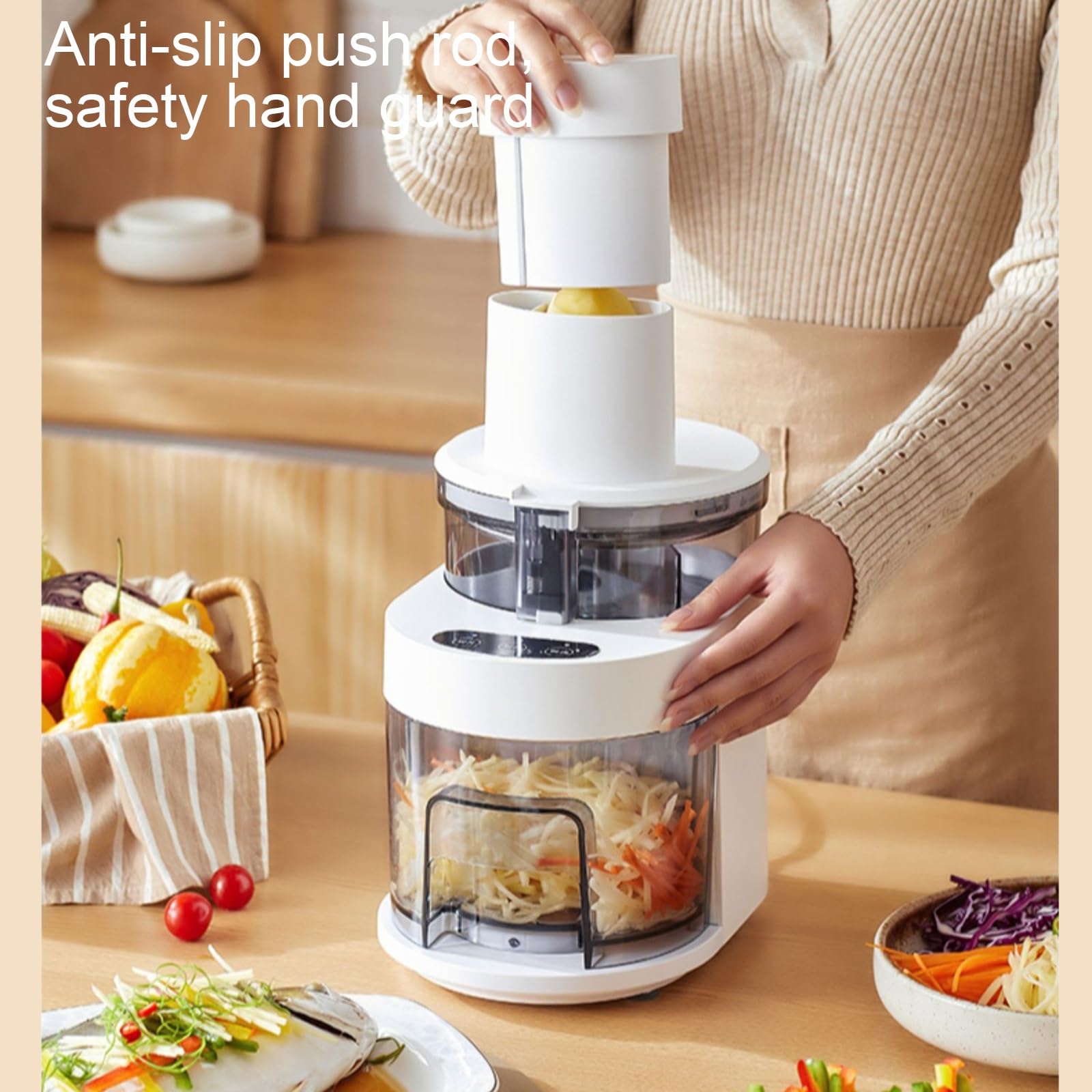 Cortadora de Verduras en Espiral, Picadora Eléctrica de Alimentos for Frutas, Verduras, Frutos Secos, Queso