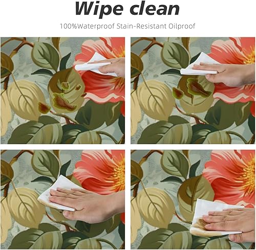 Vista 68 de Pardick Mantel redondo ajustable con diseño de flores de arte en acuarela con mantel elástico, mantel elástico redondo, impermeable, lavable, se