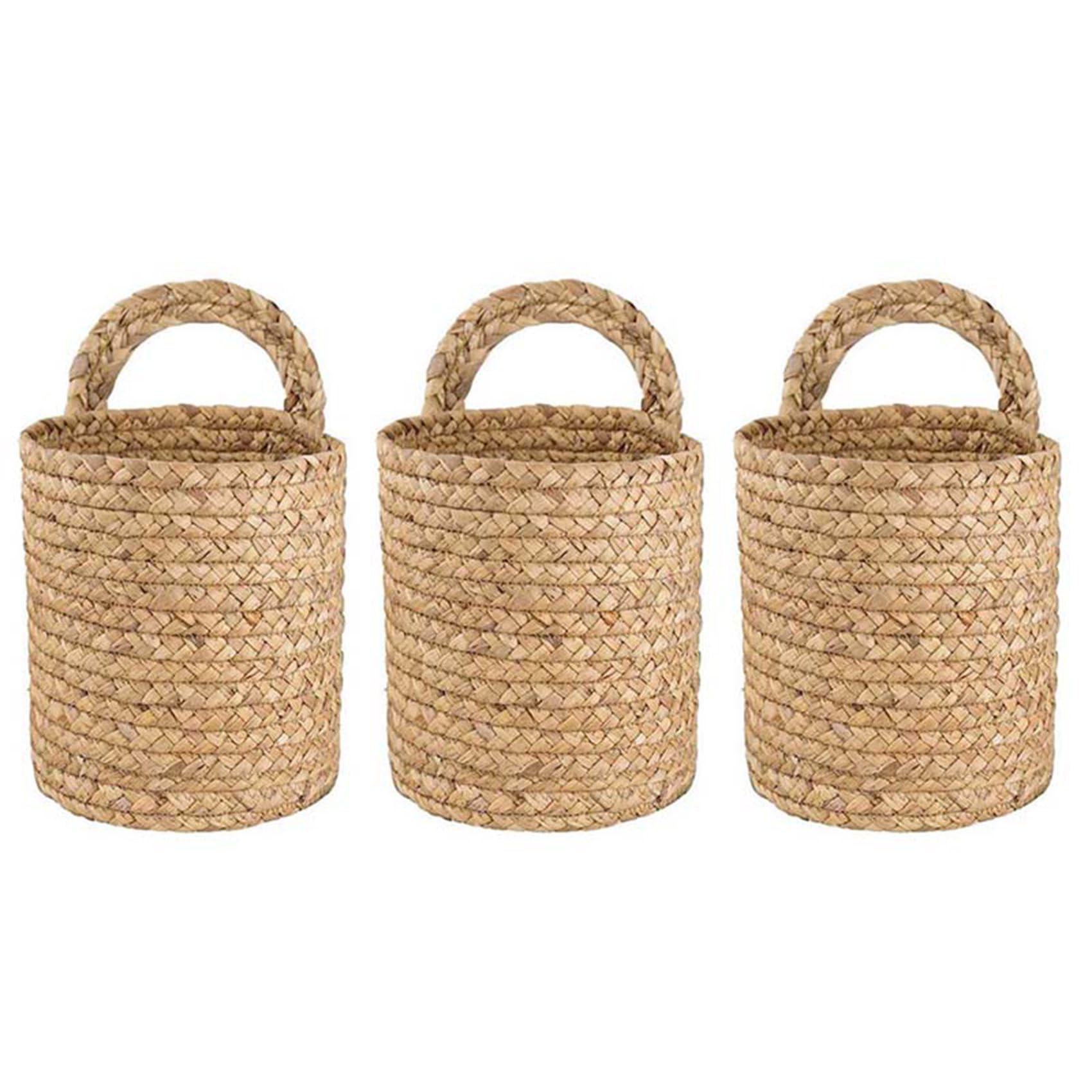 Vjsujehgy 3X Wall Hanging Rattan Basket Planter Indoor Outdoor Hanging Rope Flower Plant Pot Basket Decor S
