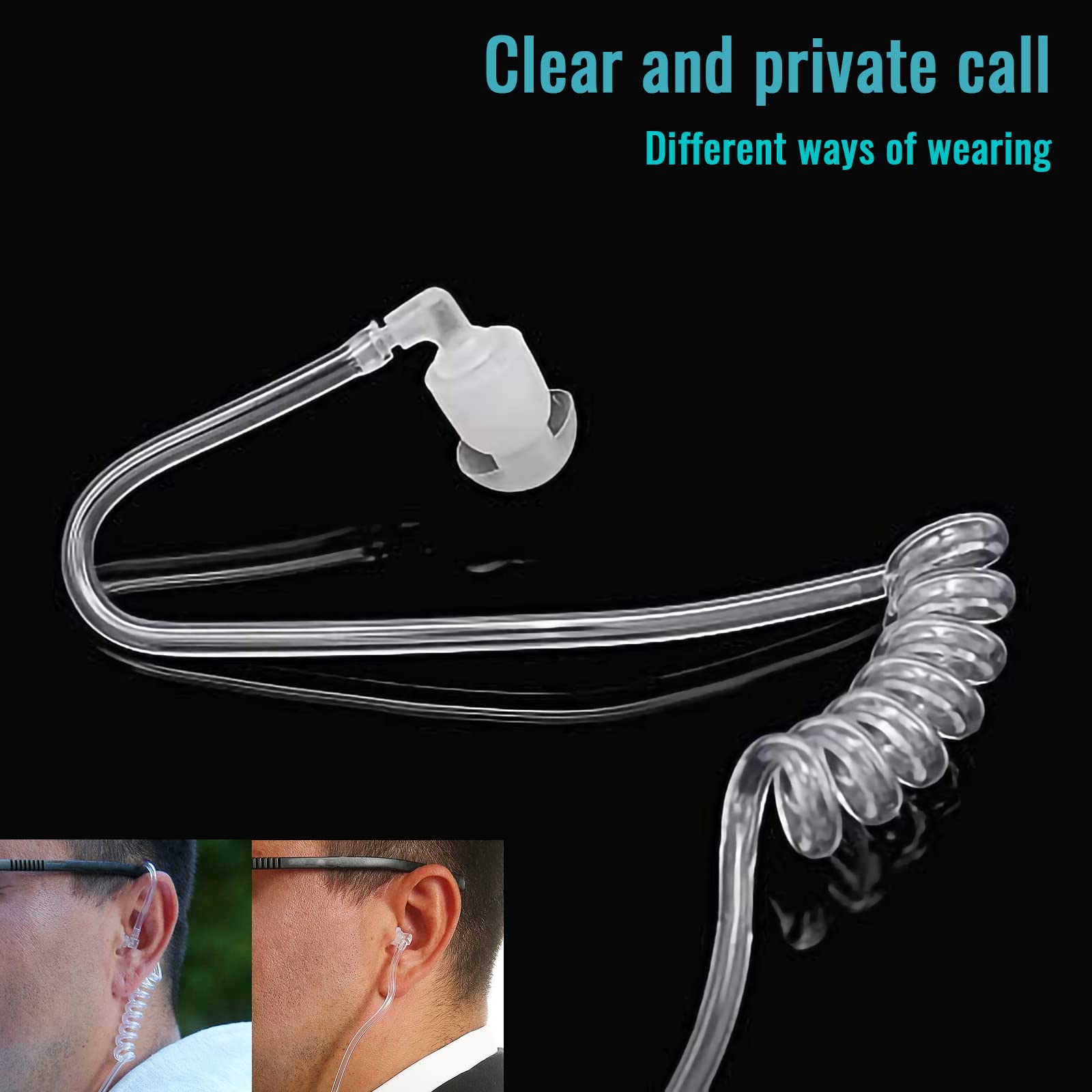 Retevis Surveillance Earpiece 2 Pin Security Headset Covert Acoustic Tube Compatible with Motorola CP040 DP1400 GP68 GP88 GP300 CT150 Pro1150 HYT TC-500 TC-600 Hyera 2 Way Radio (2 pcs) — view 3