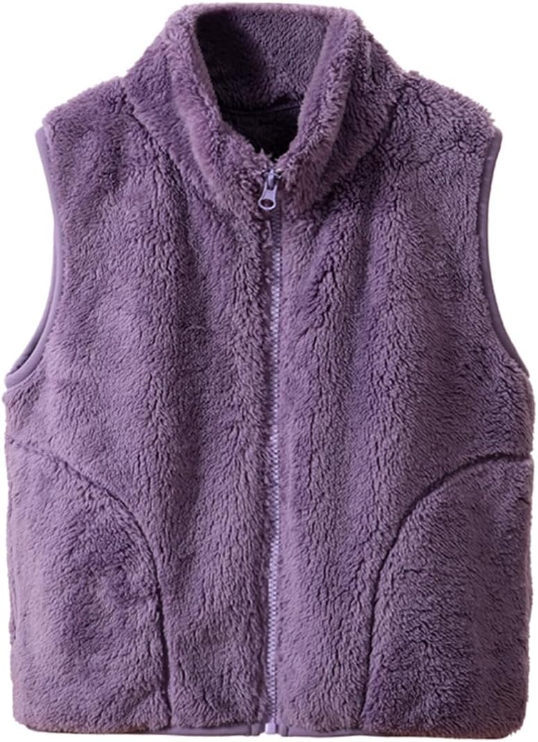 Huoghebg Gilet Donna in Pile Smanicato Elegante Invernale Sportivo Gilet Termico Con Button Senza Maniche Giacca Gilet Giubbotto Senza Maniche Giacca Teddy Con Scollo a V Leggero Panciotto Con Tasche