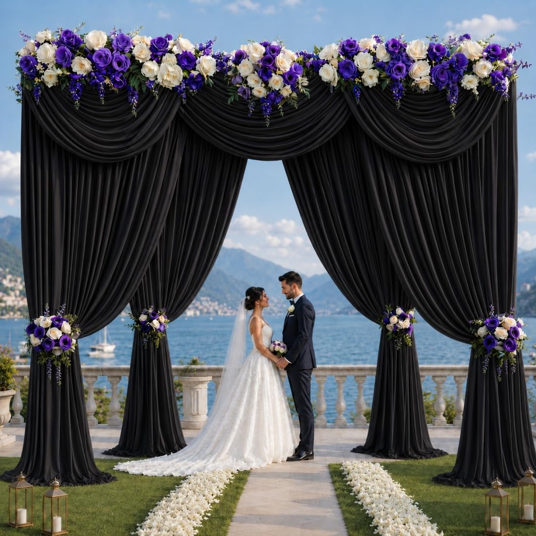 6 × 3,6 m schwarzer Hintergrundvorhänge für Partys und Hochzeiten | 4 Vorhangpaneele, je 1,5 × 3,6 m, aus dickem Polyester, knitterarm, waschbar und wiederverwendbar, mit 10 cm Stangentasche