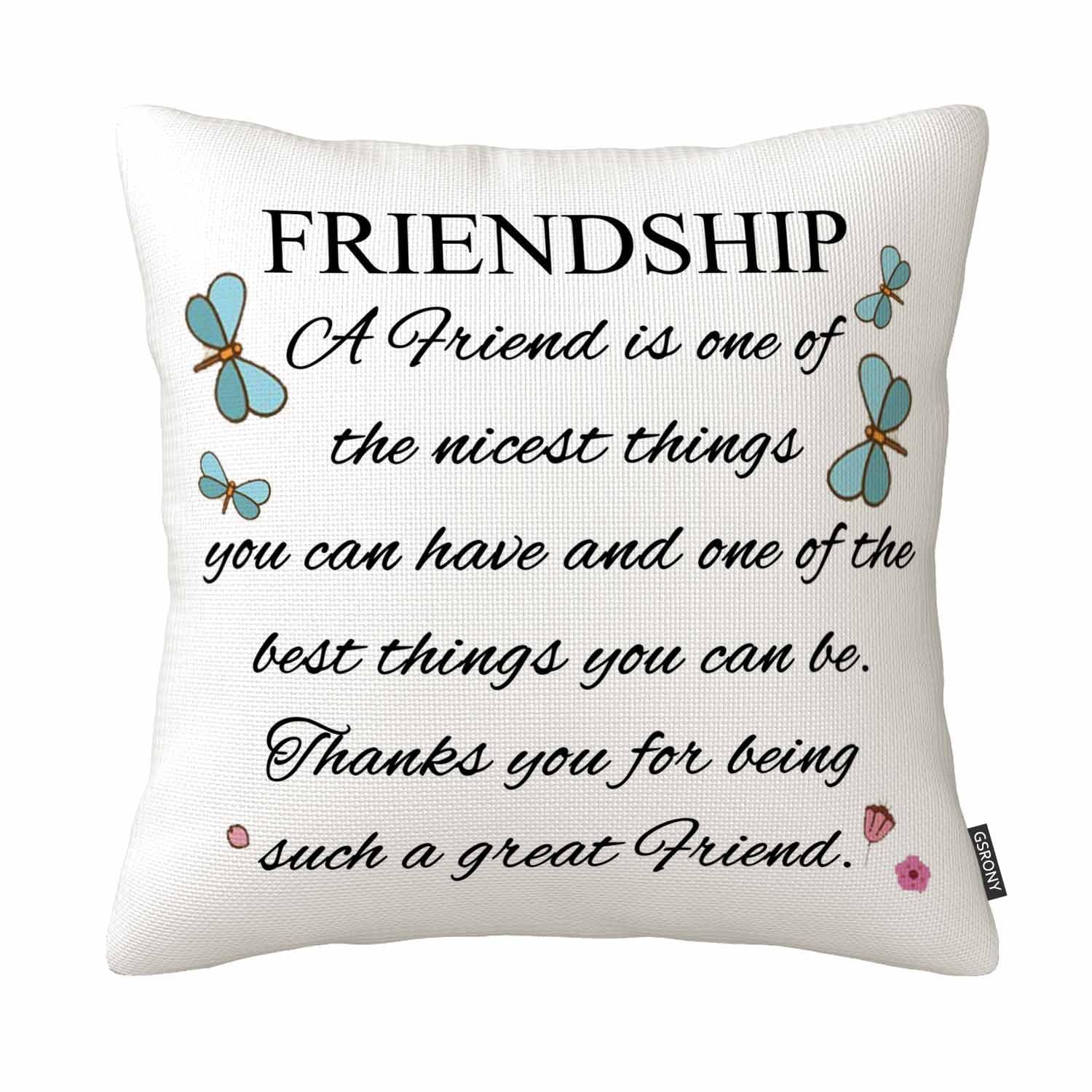 GSRONY Friendship Throw Pillow Covers A Friend of The Nicest Things The Best Friendship Cushion Pillow Case Home Decor Pillowcase 18x18 Inches