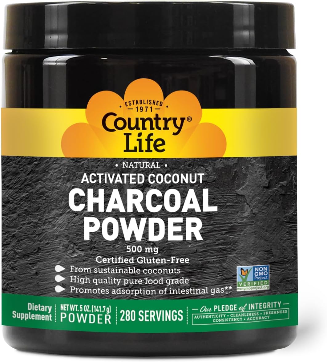 Activated Coconut Charcoal 500 mg Powder 280 Servings, 5 oz (141.7 g)