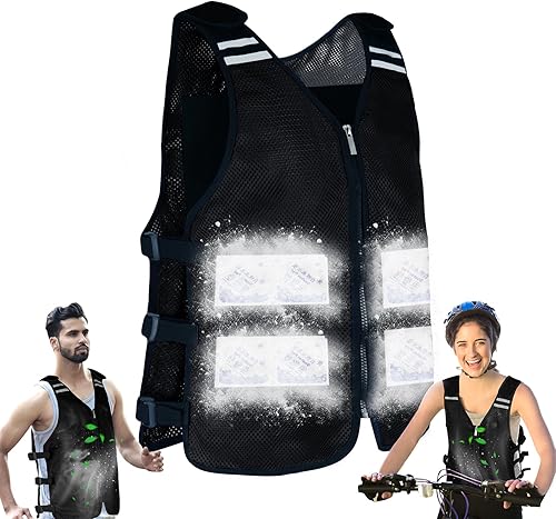 Leetye Mei Chaleco de enfriamiento, chaleco de seguridad con 16 bolsas de hielo, paños de refrigeración para hombres y mujeres, reduciendo la