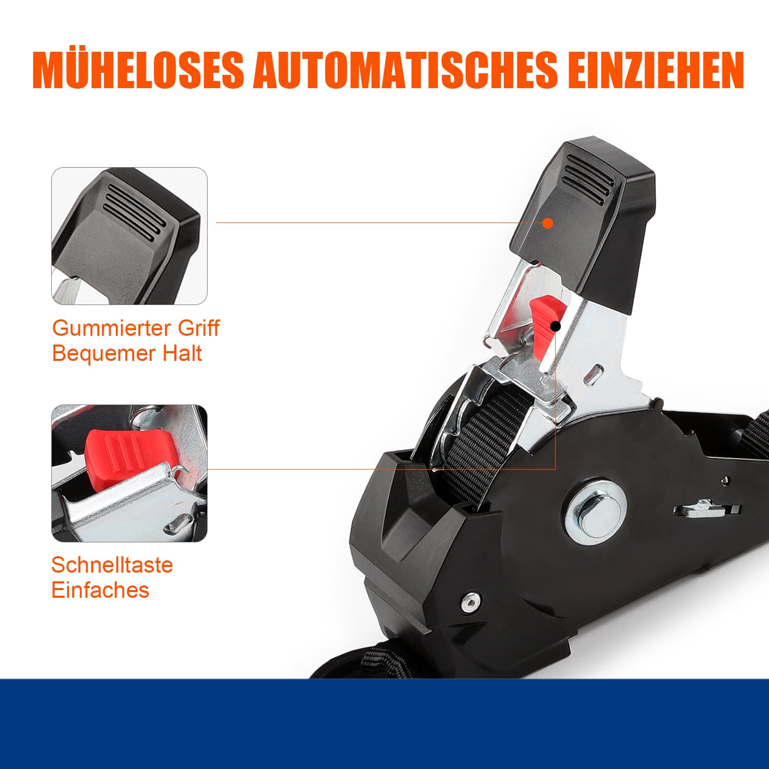 4 Stück Automatik Spanngurt mit S Haken | Automatischer Spanngurtaufroller 3m x 25mm,750KG Bruchlast | Selbstaufrollende Spanngurte für Motorrad, Anhänger und LKW, Schwarz