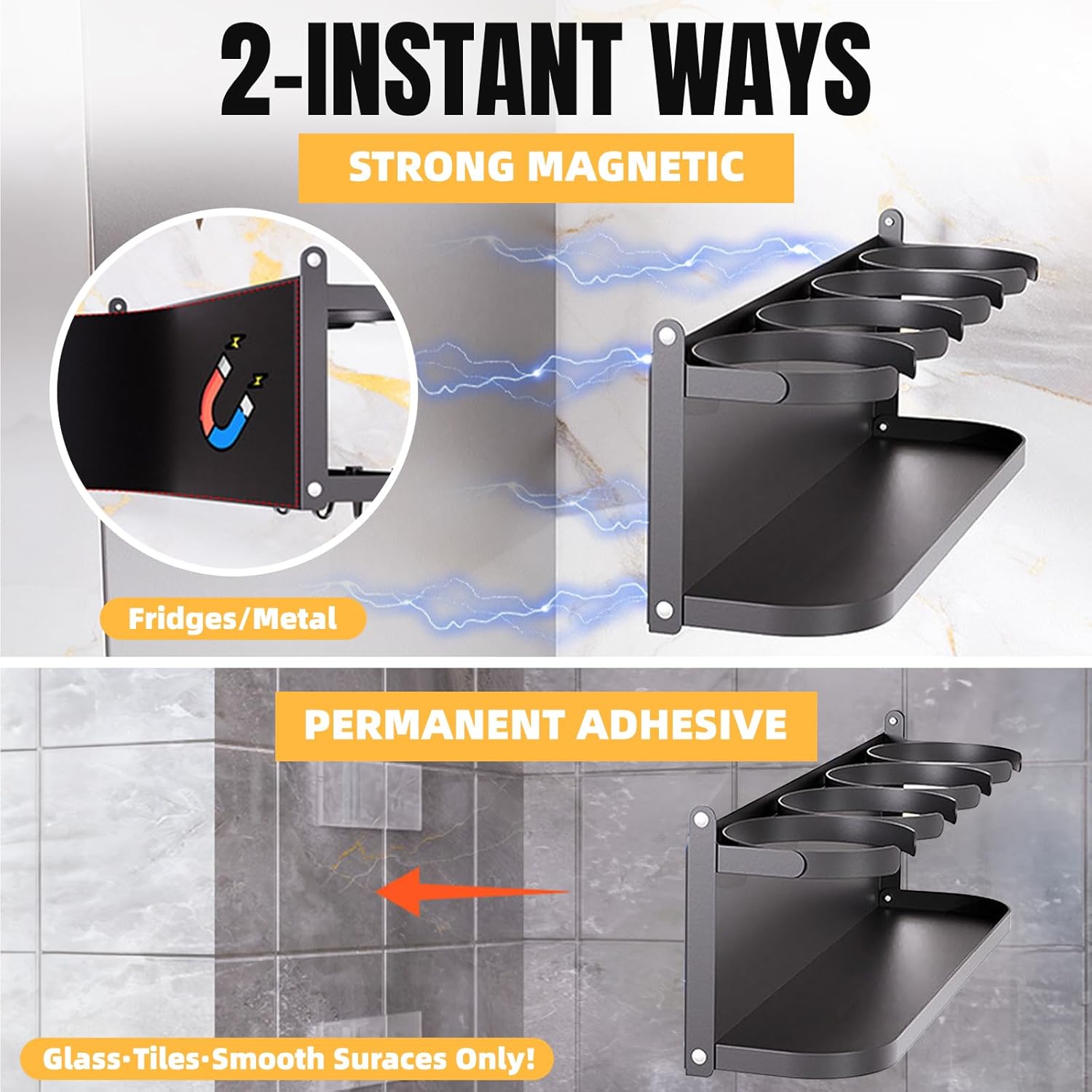 Foldable Magnetic Stanley Cup Holder for Fridge, Tumbler Organizer for Stanley Cup Accessories - Strong Adhesive Mount for Stanley 40 oz & 30 oz Tumbler on Smooth Wall/Cabinet