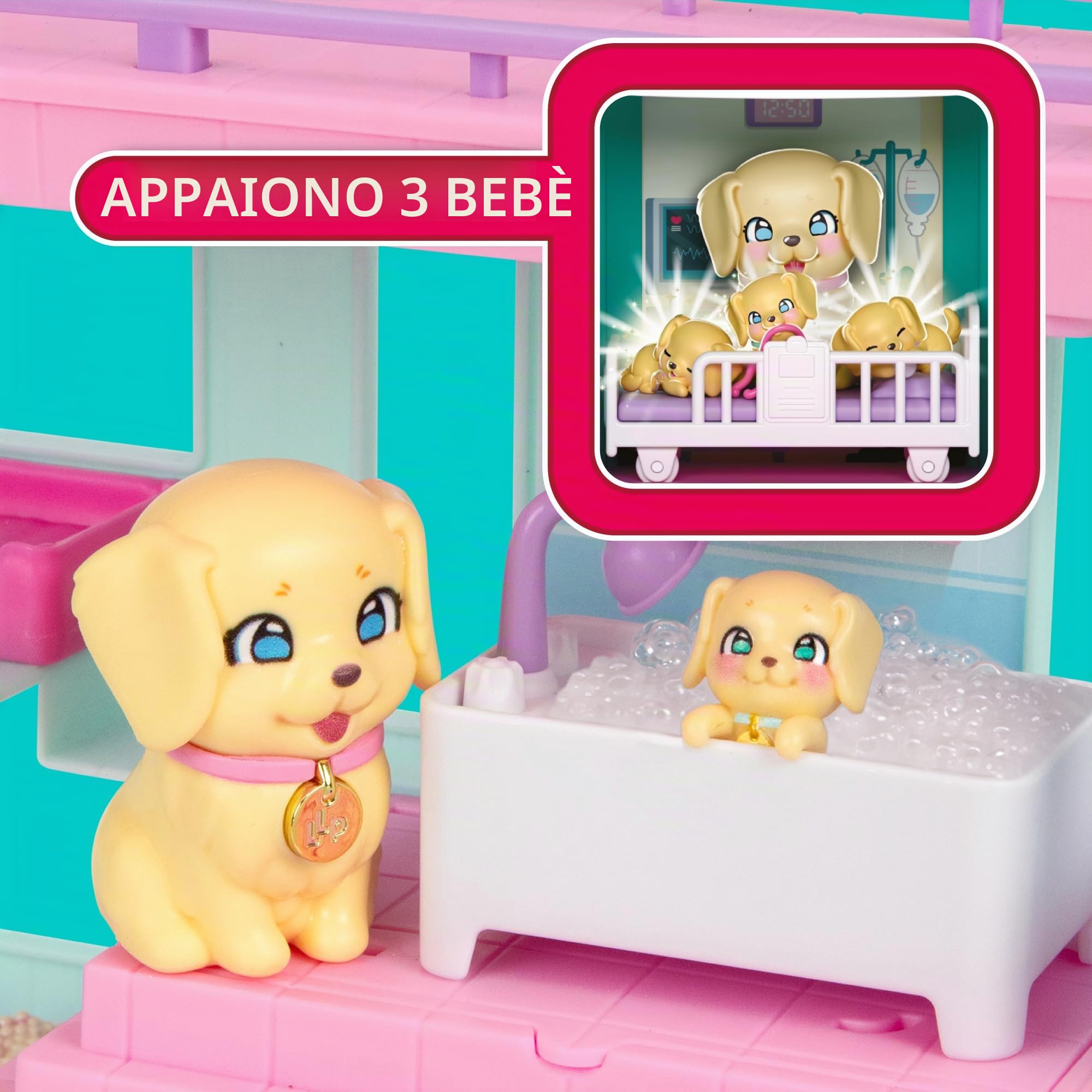 Little Live Pets Mama Surprise Families Baby Care Clinic, Set di Clinica per Cuccioli Sorpresa, Include Accessori Necessari per la Cura dei Cuccioli, Bambini di +5 anni, Famosa (LP307000)