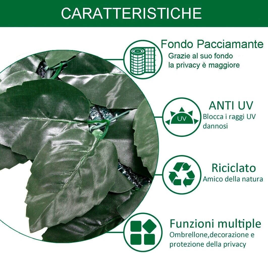 Siepe Artificiale Sintetica Finta Recinzione Casa Foglie Rete Telo Privacy Ombreggiante 150x1000 cm