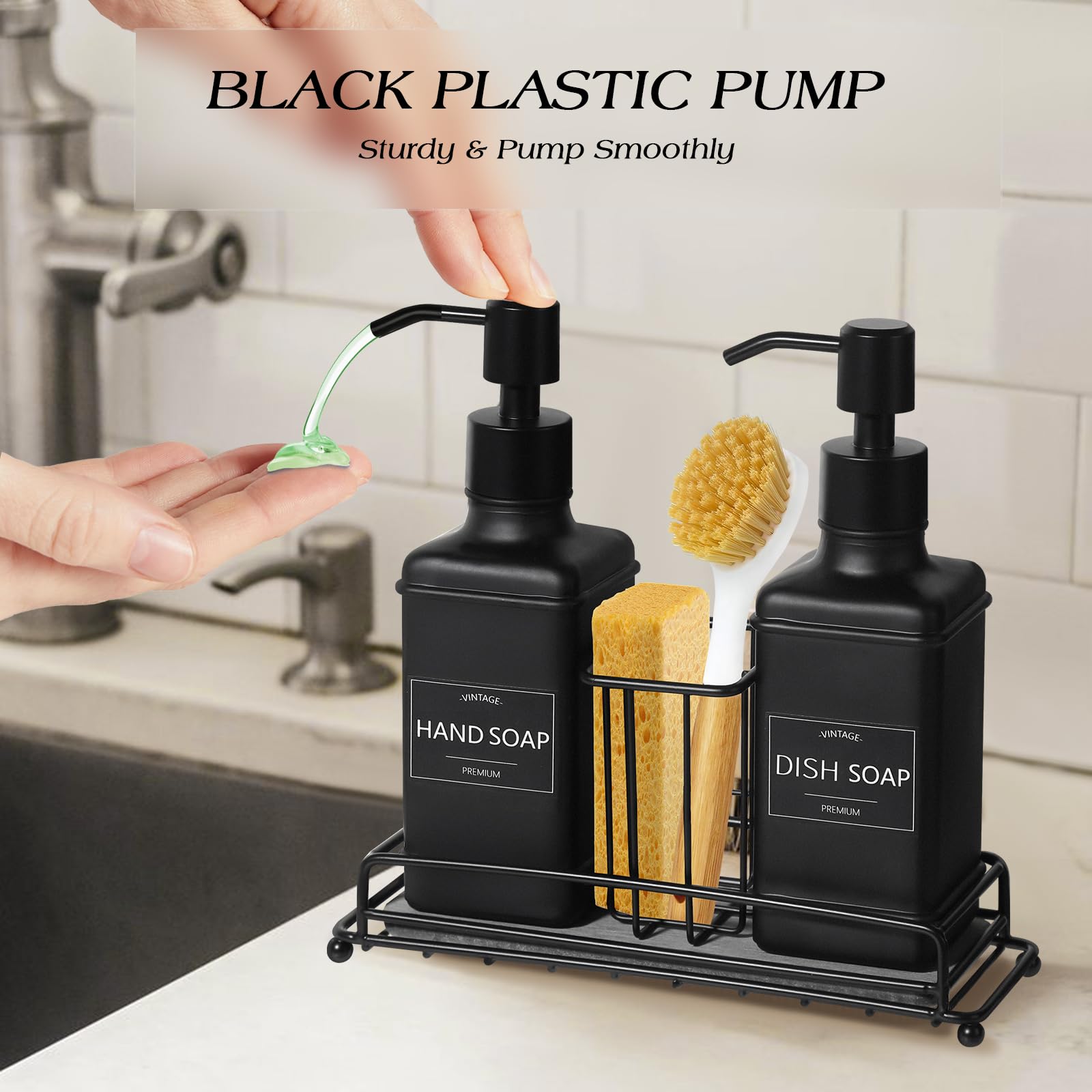 VIMERPA Dispensador de jabón negro mate